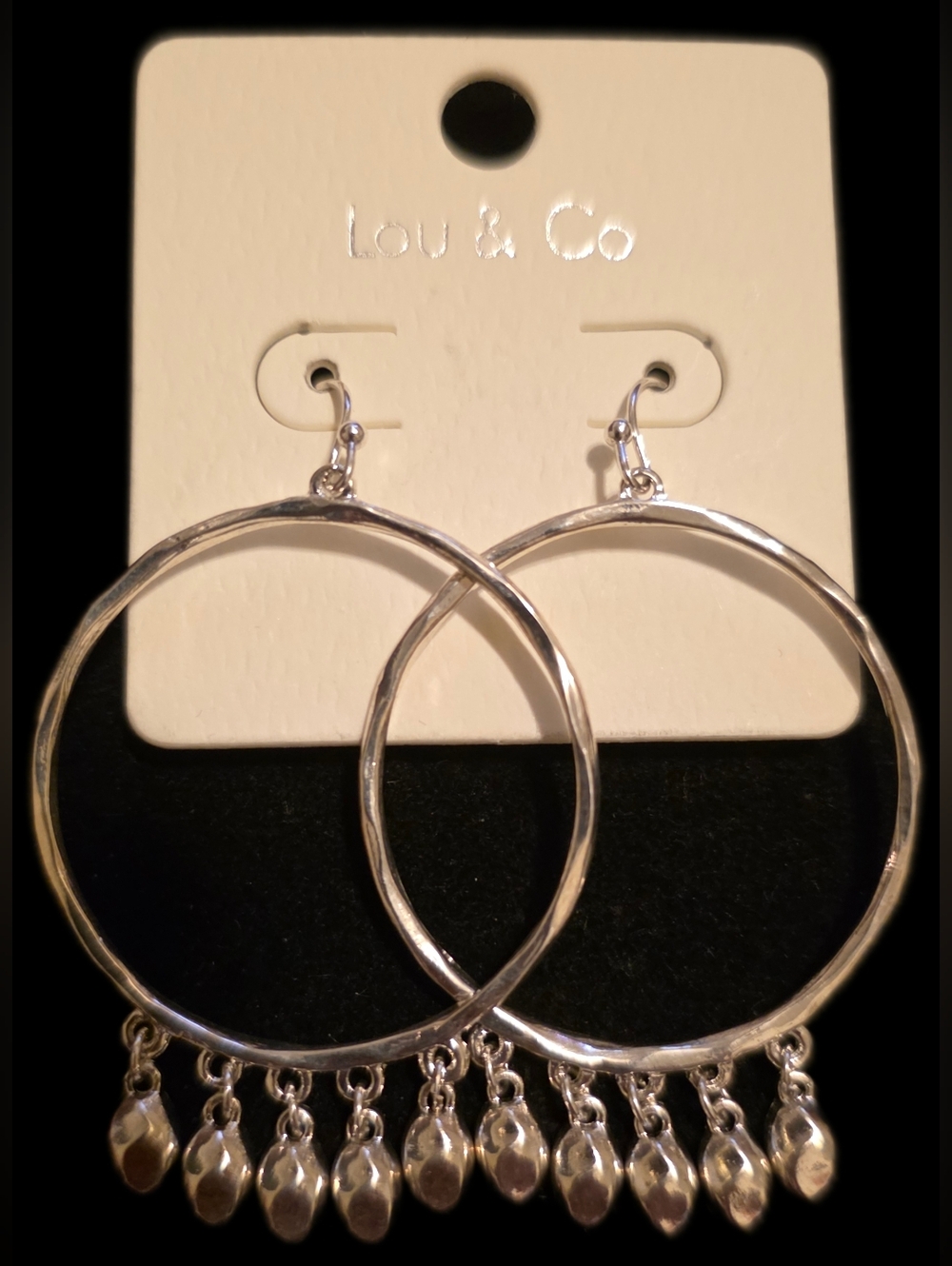 Silvertone Dangle Earrings with Teardrop Charms